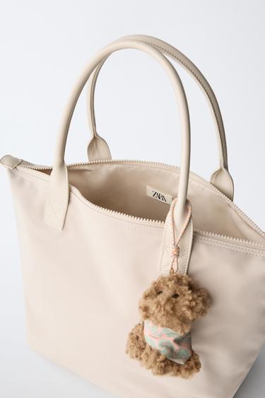 SAC SHOPPER NYLON CHARM CHIEN - Blanc écru de Zara - Image 3