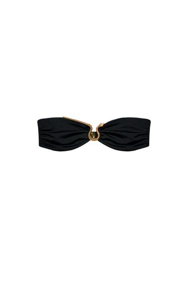 Zara MARISA BERENSON X ZARA SNAKE BIKINI TOP - Black