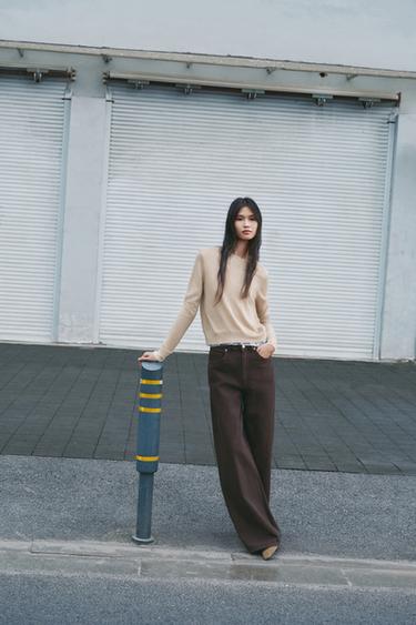 WOOL BLEND KNIT SWEATER - Sand by Zara