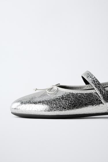 BALLERINES MÉTALLISÉES - Argent de Zara - Image 5