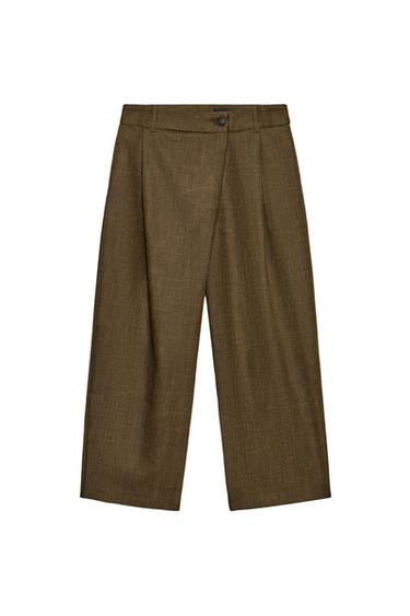 PANTALON COURT À PINCES ZW COLLECTION - Kaki de Zara