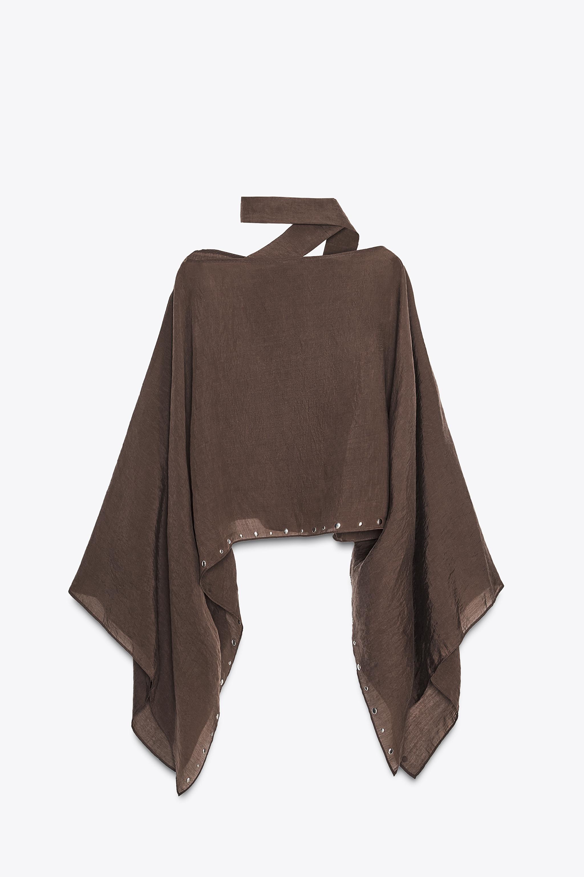 ZARA【NEW】STUDDED SCARF CAPE STUDDED SCARF CAPE - Brown | ZARA United States