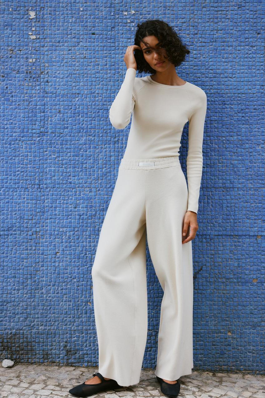 Zara, Pants & Jumpsuits, Zara Oyster White High Waisted Trousers