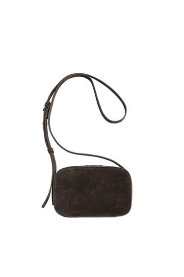 LEATHER CROSSBODY BAG - Brown by Zara