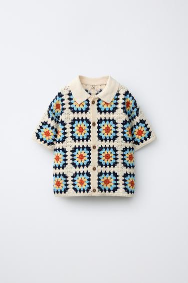 CROCHET KNIT SHIRT - Pastel yellow by Zara