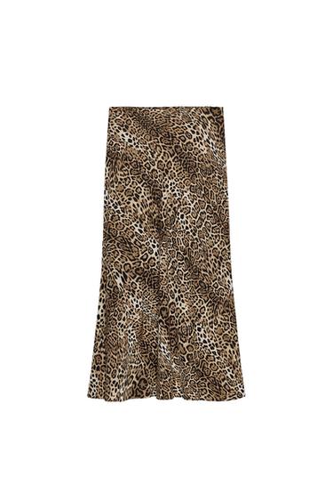 Zara ZW COLLECTION LONG SKIRT - Leopard