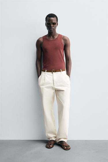 RIBBED TANK TOP - Reddish by Zara