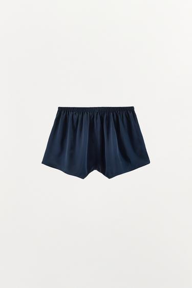 100% SILK SHORTS - Navy / White by Zara - Image 4