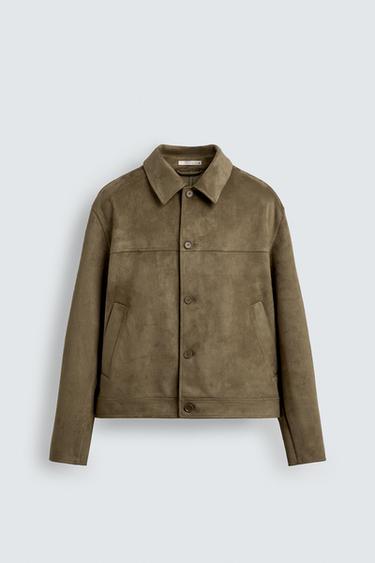 FAUX SUEDE REGULAR FIT JACKET - Dark brown by Zara - Image 8