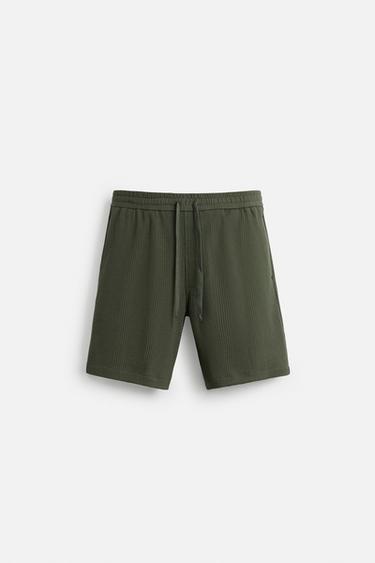 Zara ŽAKARD BERMUDE SA TEKSTUROM – Kaki