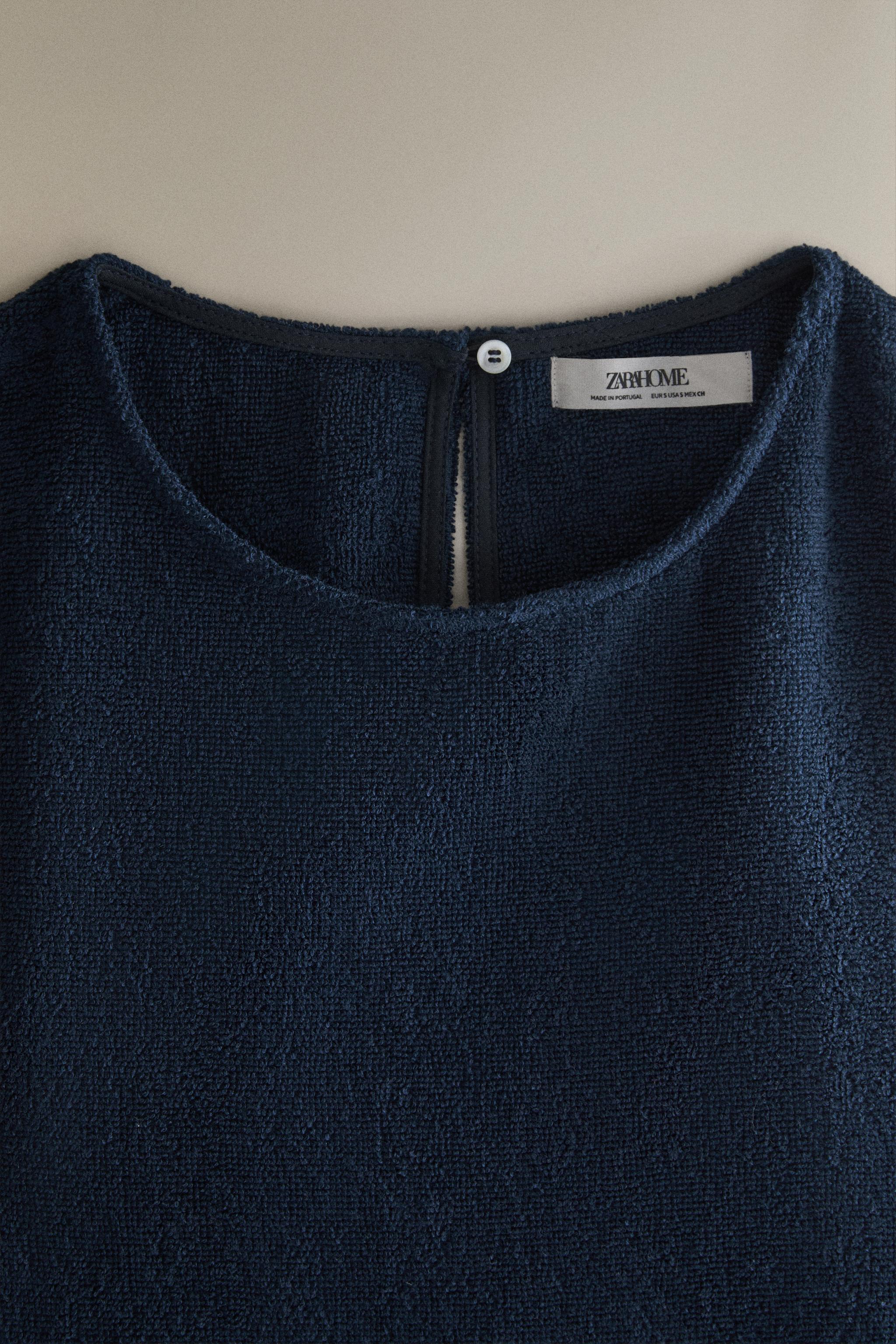 COTTON TERRYCLOTH BEACH TOP — Navy blue