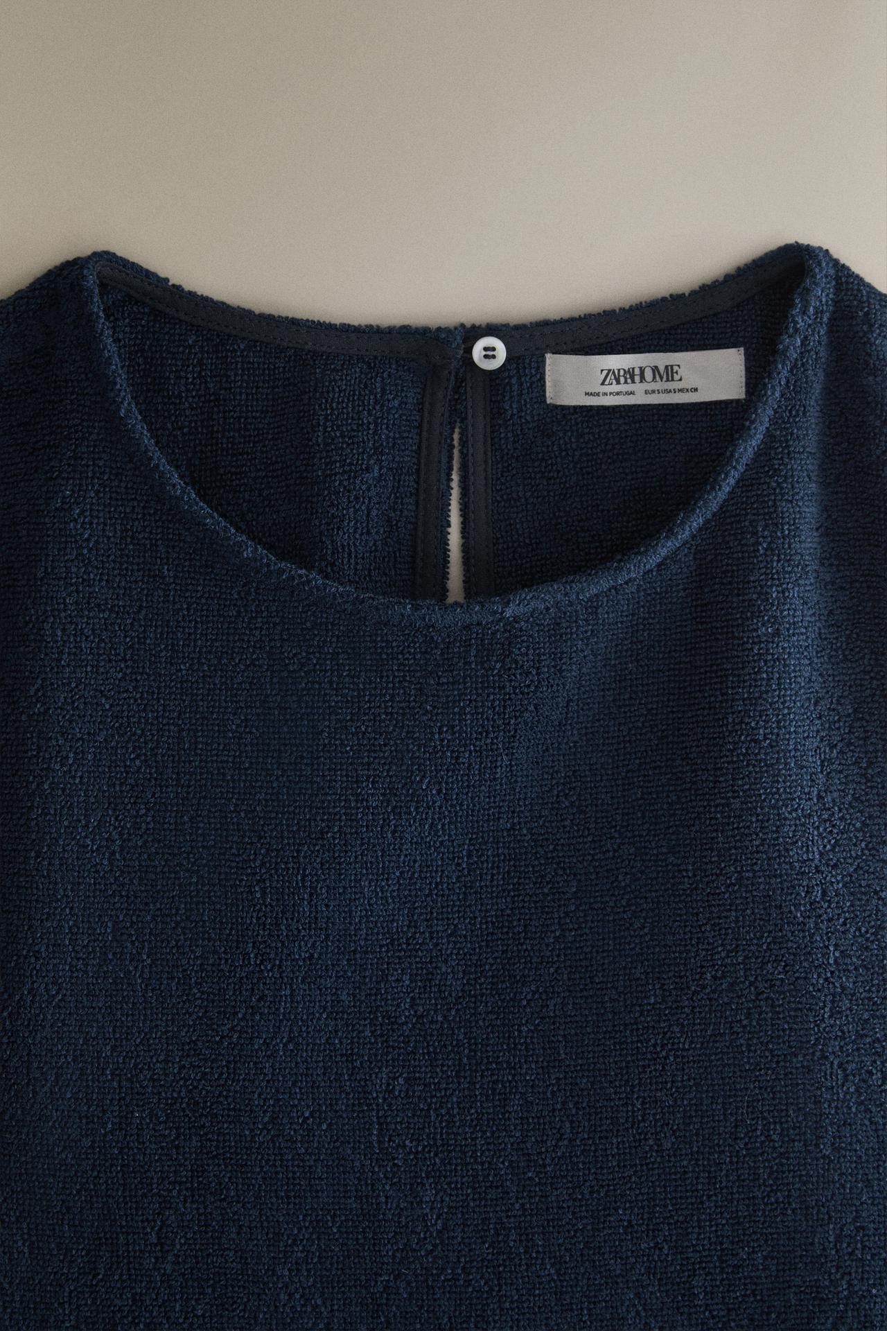 COTTON TERRYCLOTH BEACH TOP — Navy blue