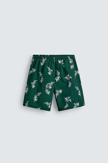LONG LEAF PRINT SWIMMING TRUNKS - Green by Zara - Image 7