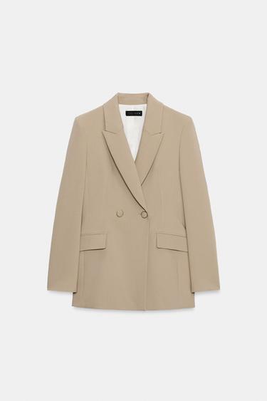 BLAZER CRUZADO COM BOTÕES FORRADOS - Camel-claro da Zara - Imagem 0