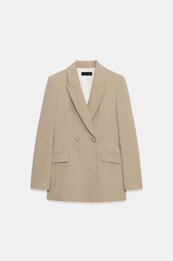 BLAZER CRUZADO BOTONES FORRADOS - Camel claro de Zara - Imagen 0