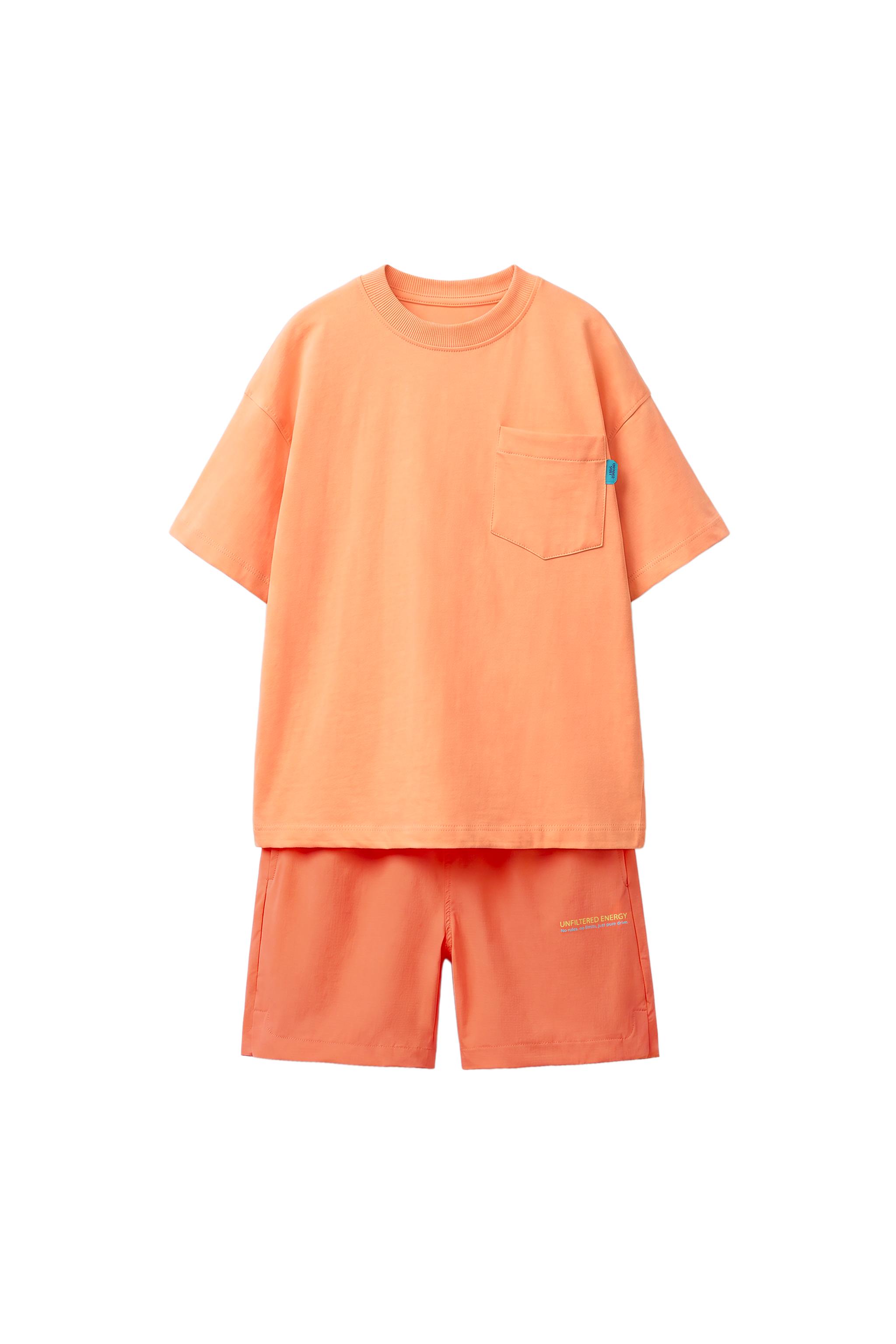 TECHNICAL T-SHIRT AND BERMUDA SET — Bright orange