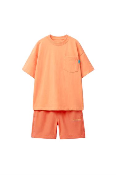 TECHNICAL T-SHIRT AND BERMUDA SET — Bright orange 3