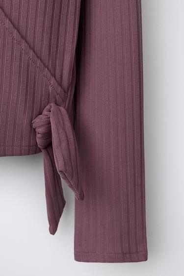 HAUT CACHE-CŒUR CANNELÉ BALLET - Pourpre de Zara - Image 3