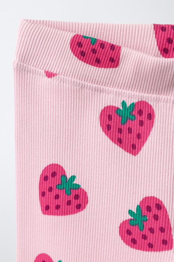 LEGGING CÔTELÉ FRAISES - Rose de Zara - Image 2