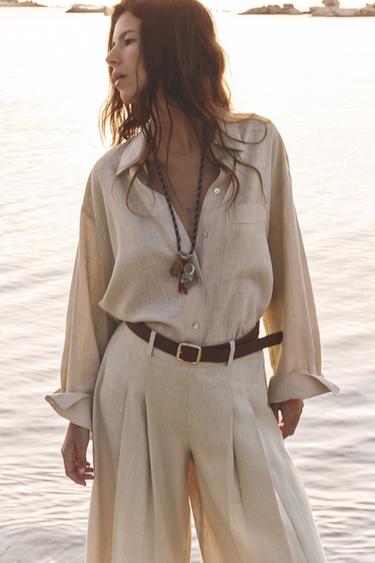 CAMISA OVERSIZE CON LINO - Arena de Zara