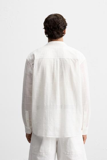 CHEMISE JACQUARD À CARREAUX - Blanc de Zara - Image 2