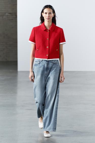 КОРОТКАЯ КУРТКА ИЗ РЕЛЬЕФНОЙ ТКАНИ — ZW COLLECTION — НАСЫЩЕННЫЙ КРАСНЫЙ от Zara — изображение 0