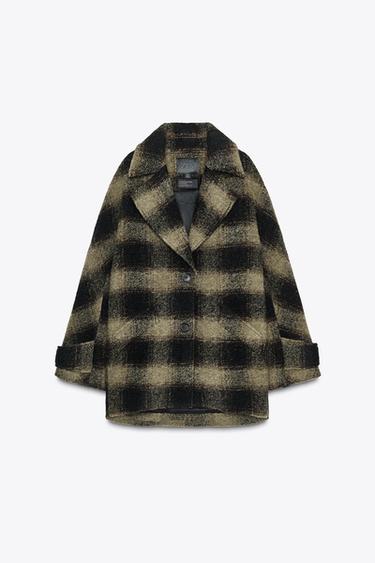 CHECK WOOL BLEND COAT ZW COLLECTION LIMITED EDITION - Black / Green by Zara - Image 8