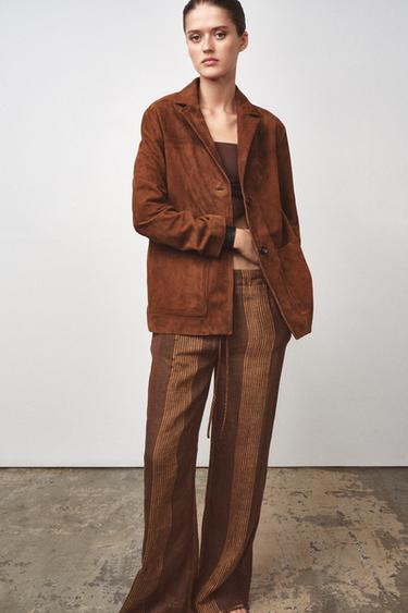PANTALON RAYÉ 100 % LIN ZW COLLECTION - Multicolore de Zara - Image 4