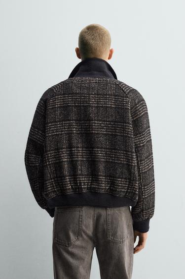 CONTRAST COLLAR RIBBED JACKET - Black / Brown by Zara - Image 2