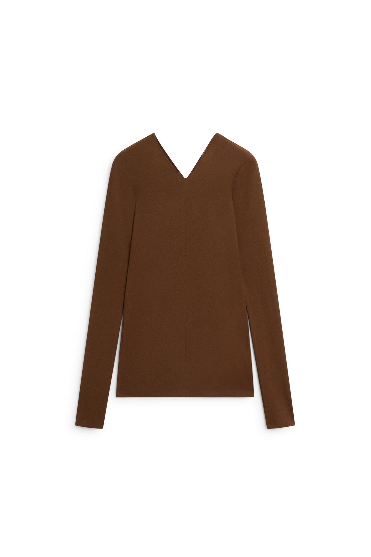 Stretch long sleeve v-neck top - LIMITED EDITION — Tobacco