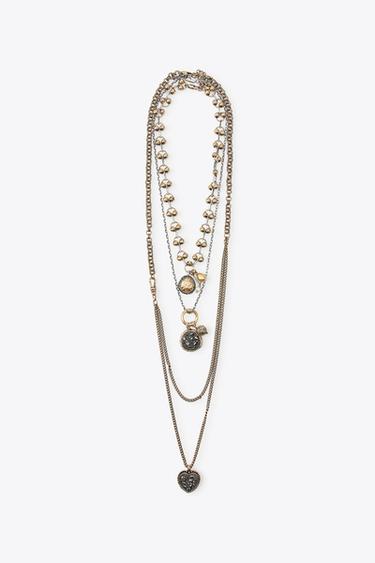 3-PACK OF ASSORTED CHAIN NECKLACES WITH COINS - Gold / Silver by Zara