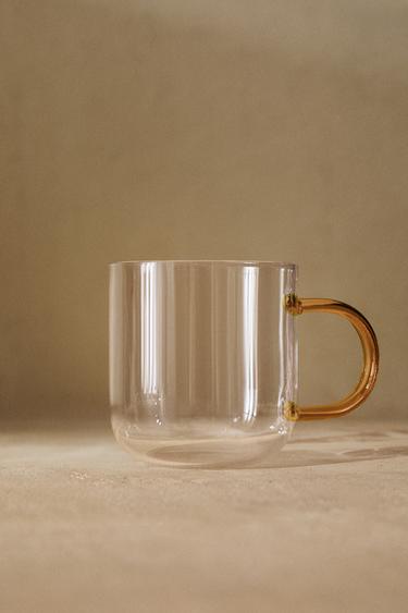 BOROSILICATE GLASS MUG WITH COLOURED HANDLE - Orange by Zara