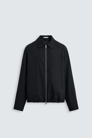 CAMISA LARGA 100% LINHO - Azul-marinho da Zara