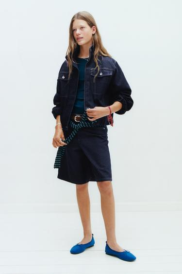 BERMUDA EN JEAN LONGUE - Bleu de Zara