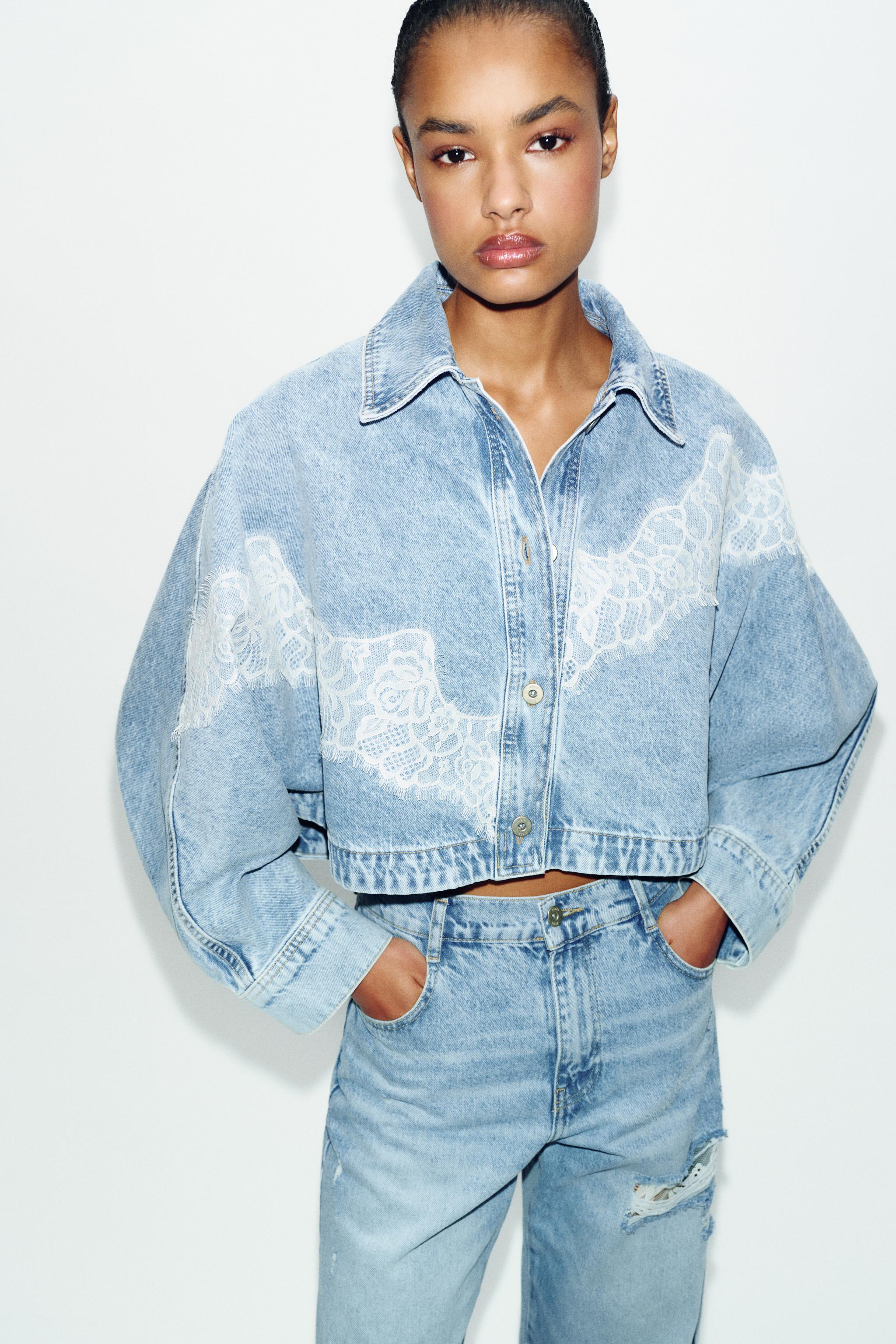 Z1975 CROPPED LACE DENIM JACKET