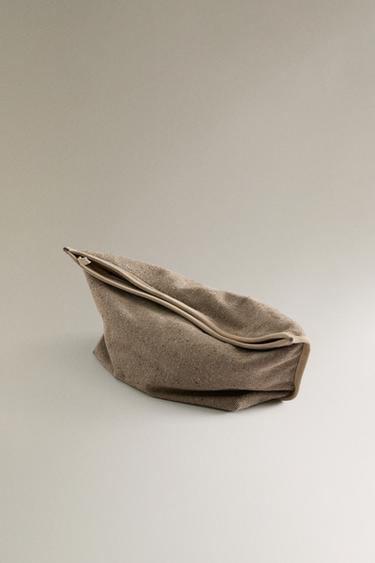 LARGE FABRIC WASH BAG - Taupe Grey de Zara - Image 3