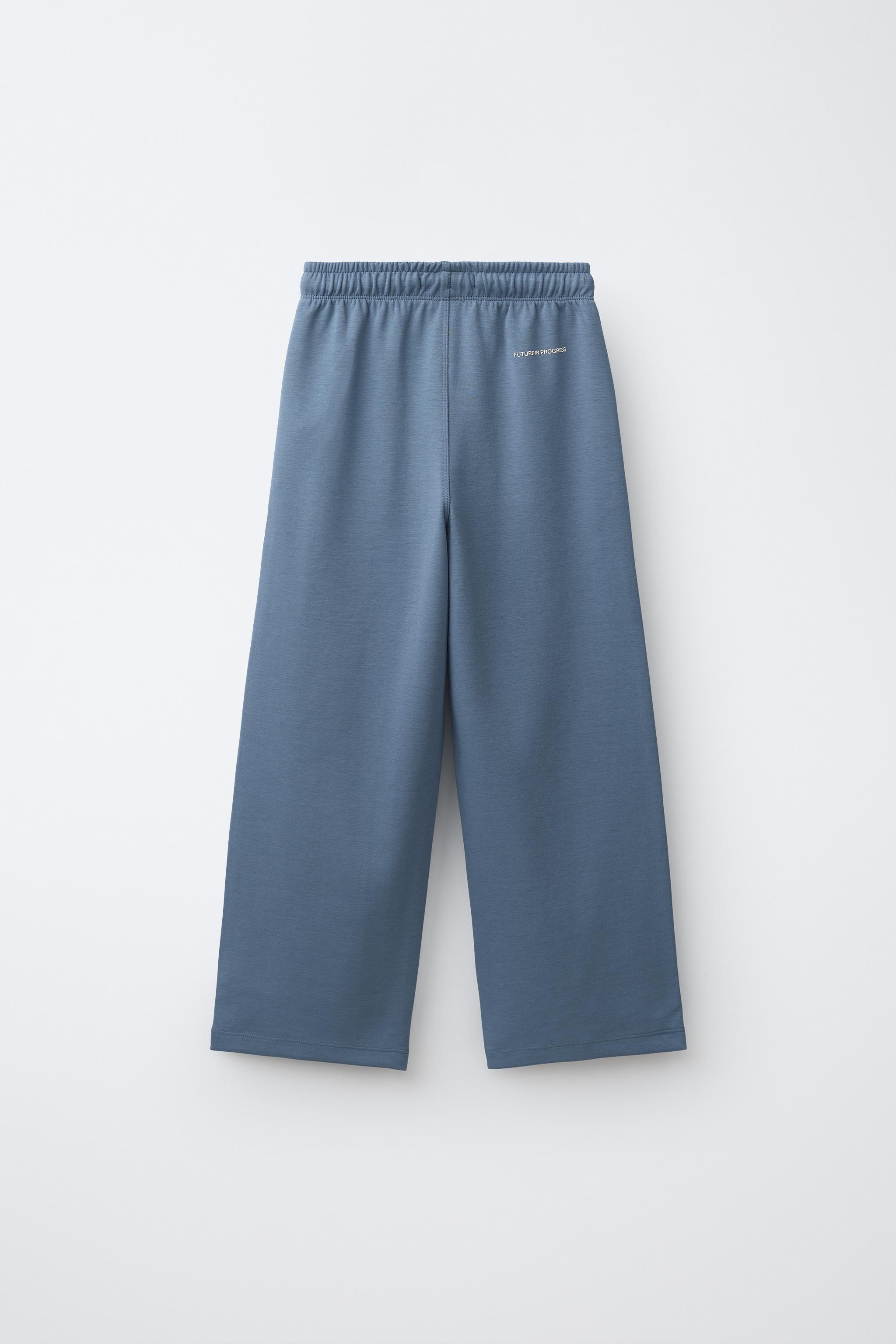 STRAIGHT INTERLOCK PLUSH PANTS — Pastel blue