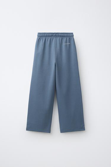 STRAIGHT INTERLOCK PLUSH PANTS — Pastel blue 2
