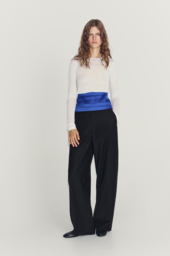 بنطال واسع من الصوف ZW COLLECTION - أسود الخاص بـ Zara - صورة 0