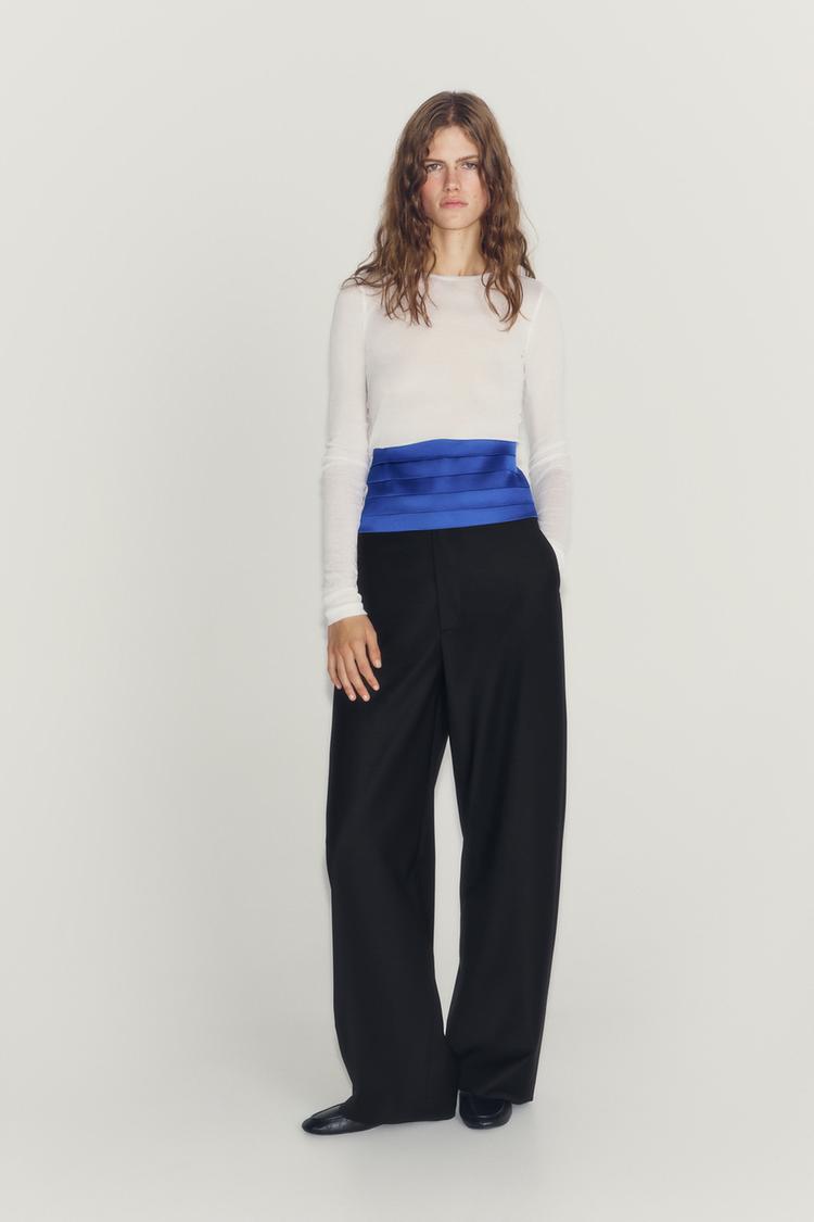 ZW COLLECTION WOOL BLEND WIDE-LEG TROUSERS