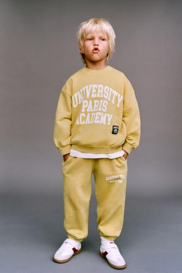 BLUZA UNIVERSITY Z NAPISAMI - Ochrowy Zara
