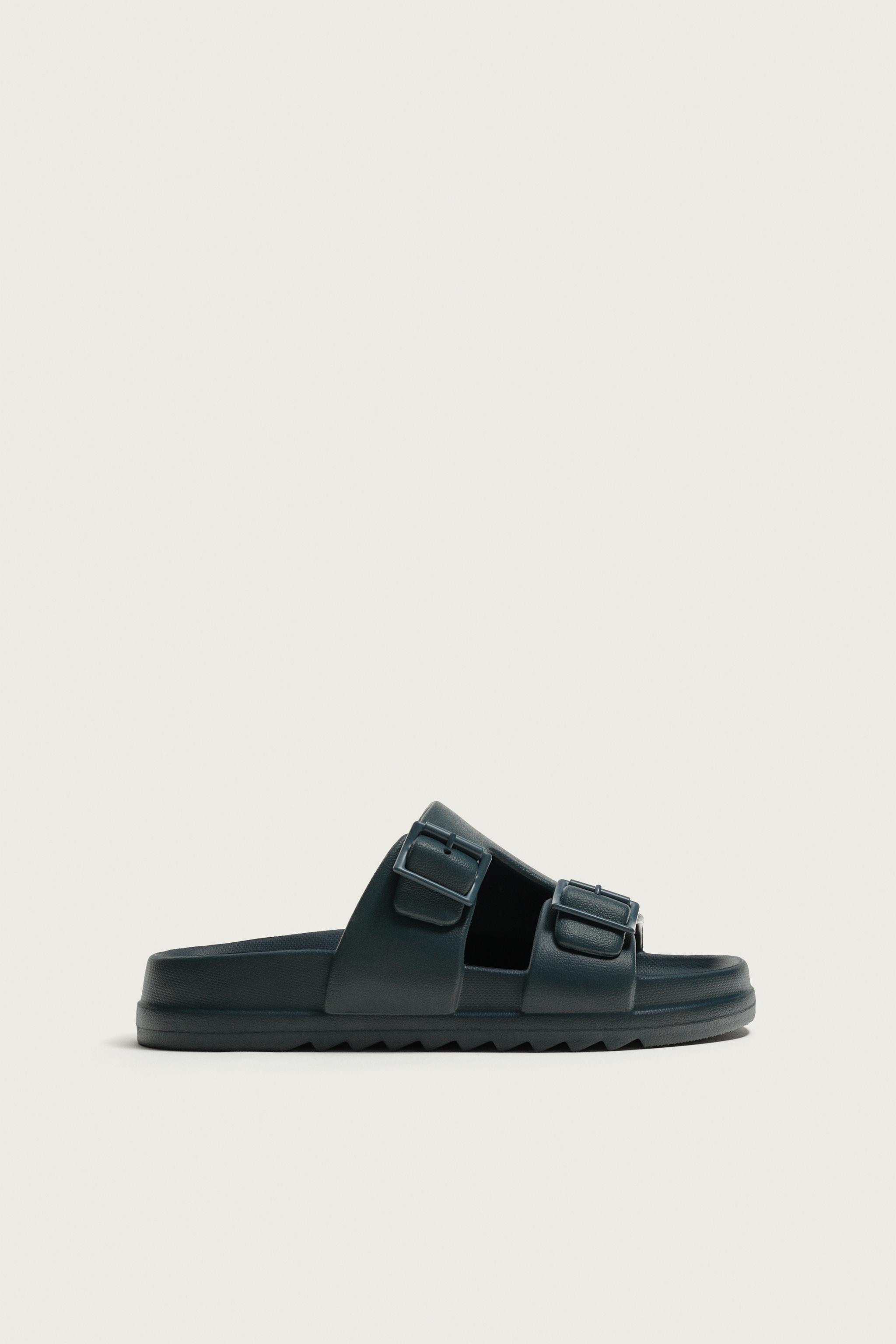 RUBBERIZED DOUBLE STRAP SANDALS — Blue