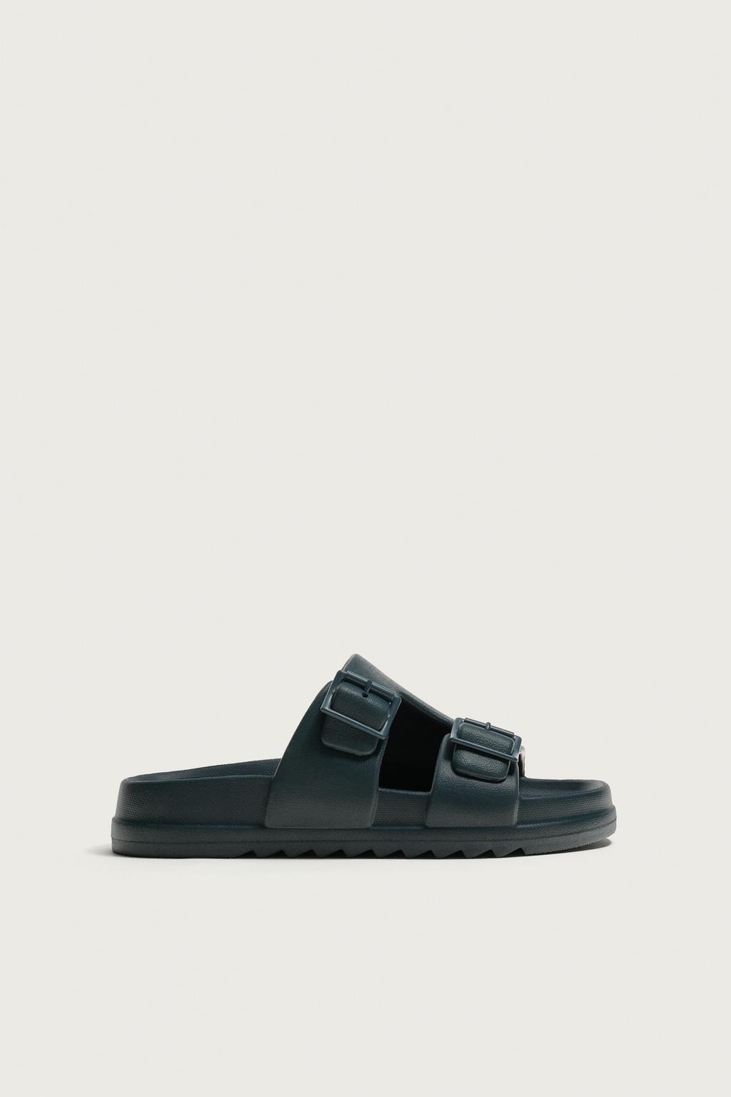 RUBBERISED DOUBLE-STRAP SANDALS