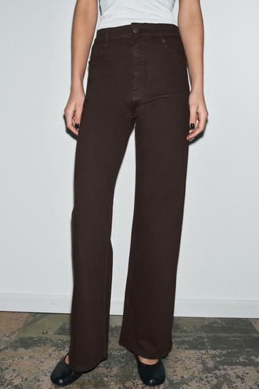 ZW COLLECTION WIDE-LEG HIGH-WAIST JEANS - Brown by Zara