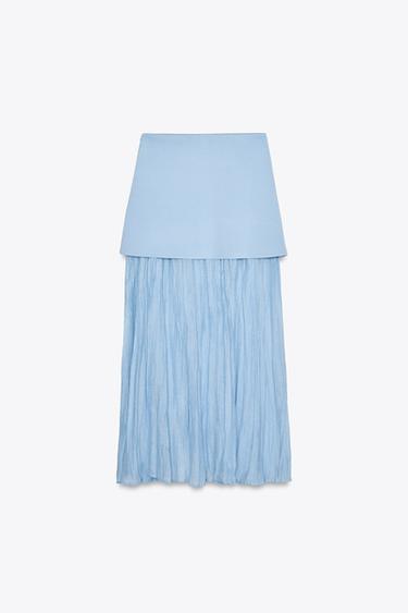 JUPE PLISSÉE BIMATIÈRE EN MAILLE - Bleu moyen de Zara - Image 8