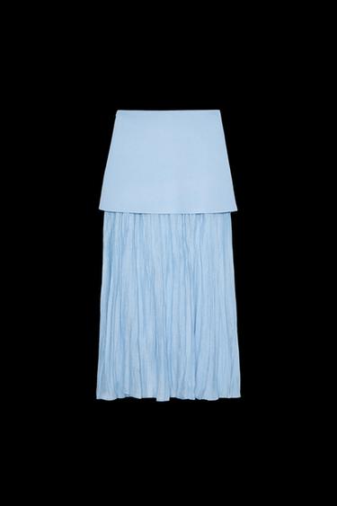 KOMBINIERTER PLISSEEROCK AUS STRICK - Mittelblau von Zara