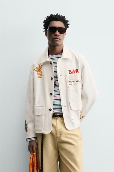 GRAPHIC PRINT RELAXED FIT OVERSHIRT - Ecru by Zara