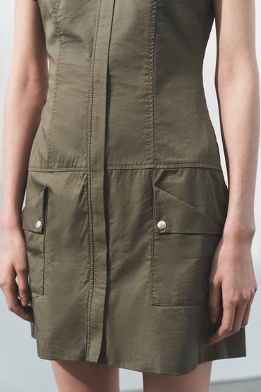 TRENCH COAT DRESS WITH POCKETS - Dark khaki by Zara