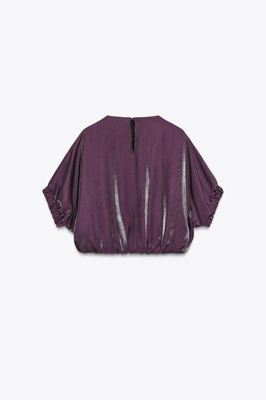 SATIN BALLOON TOP - Aubergine by Zara - Image 5