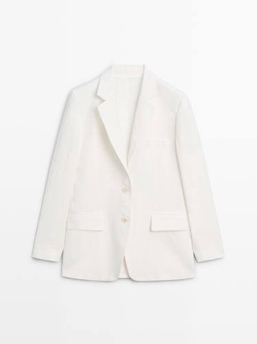 Zara Linen suit blazer - Oyster-white